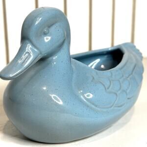 Vintage Frankoma Pottery Mid Century Robin Egg Blue Duck Planter 10.5”L